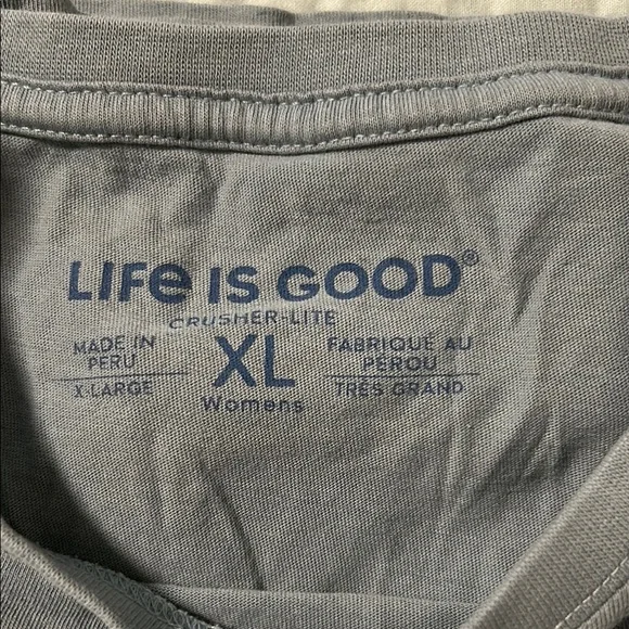 Life Is Good Gray Tee with Navy Logo - Picture 2 of 3
